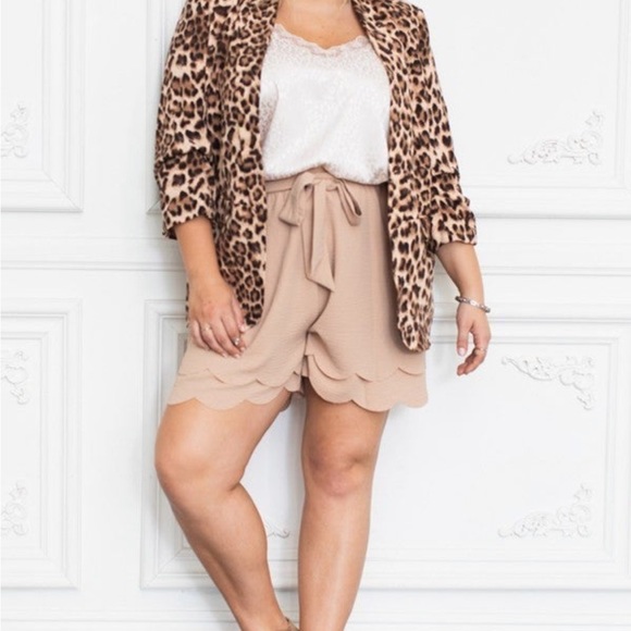 PLUS 1x-3x.  Leopard print blazer by Oddi. How cute with all attire! Rouched - Picture 2 of 9